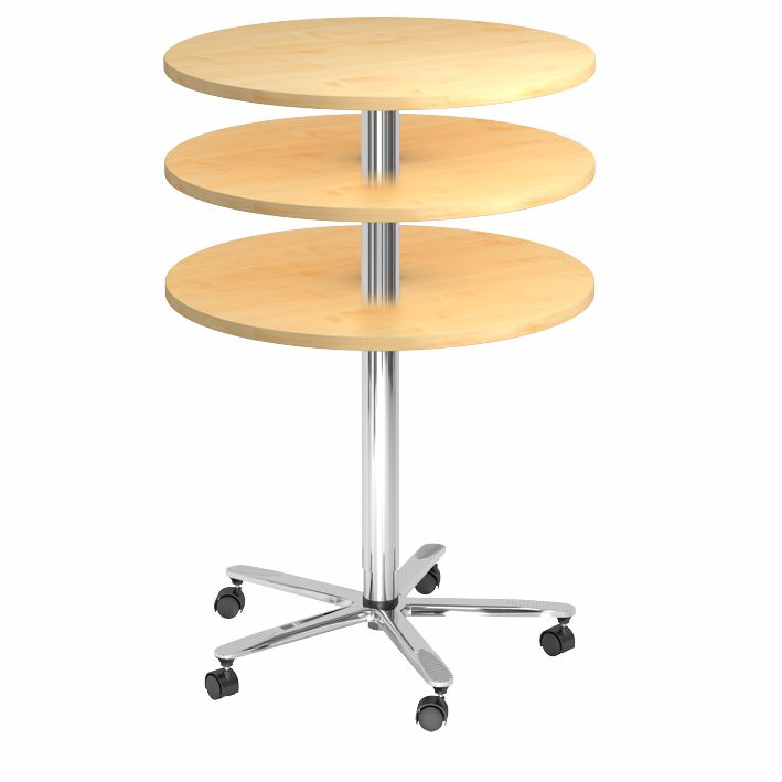 Säulenhubtisch Dm 80 cm, Chrom oder Schwarz, 8 Dekore